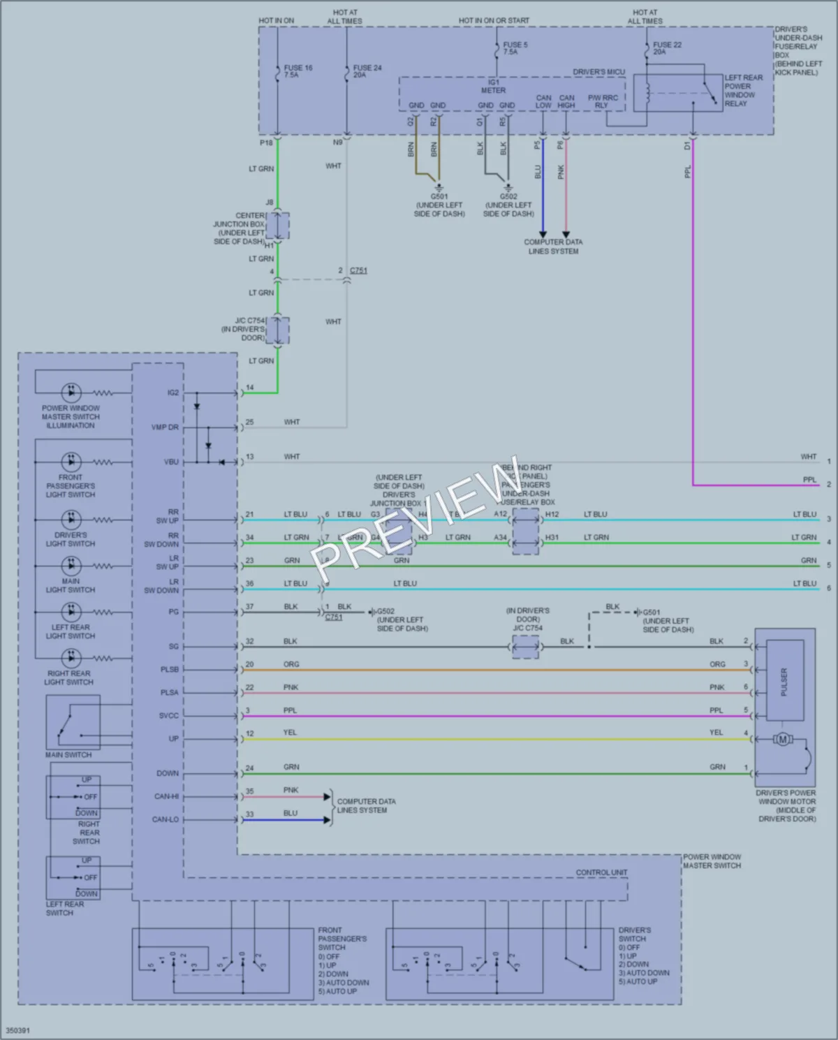 2013 Acura TSX Power Windows wiring diagram preview