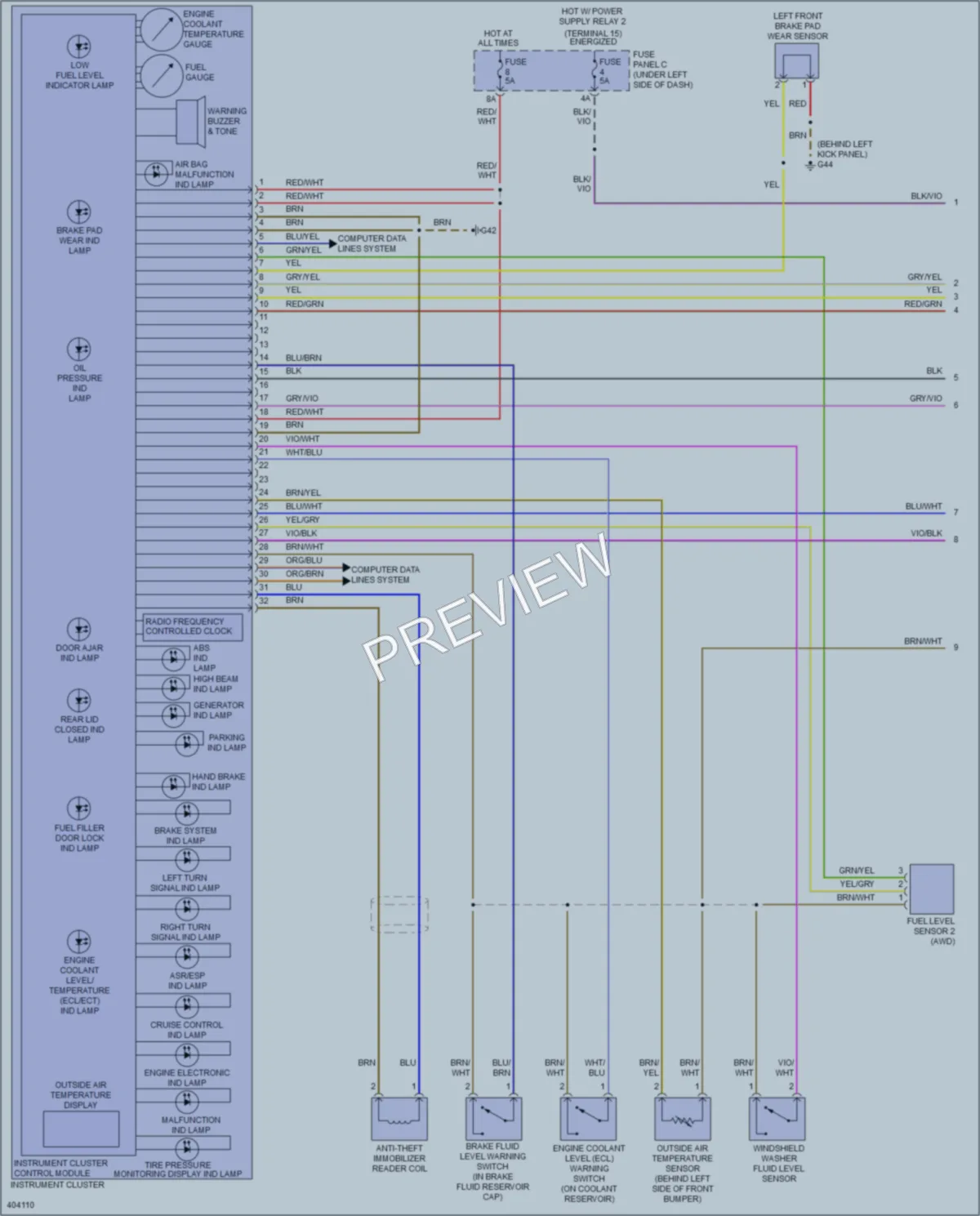 2013 Audi A3 Instrument Cluster wiring diagram preview