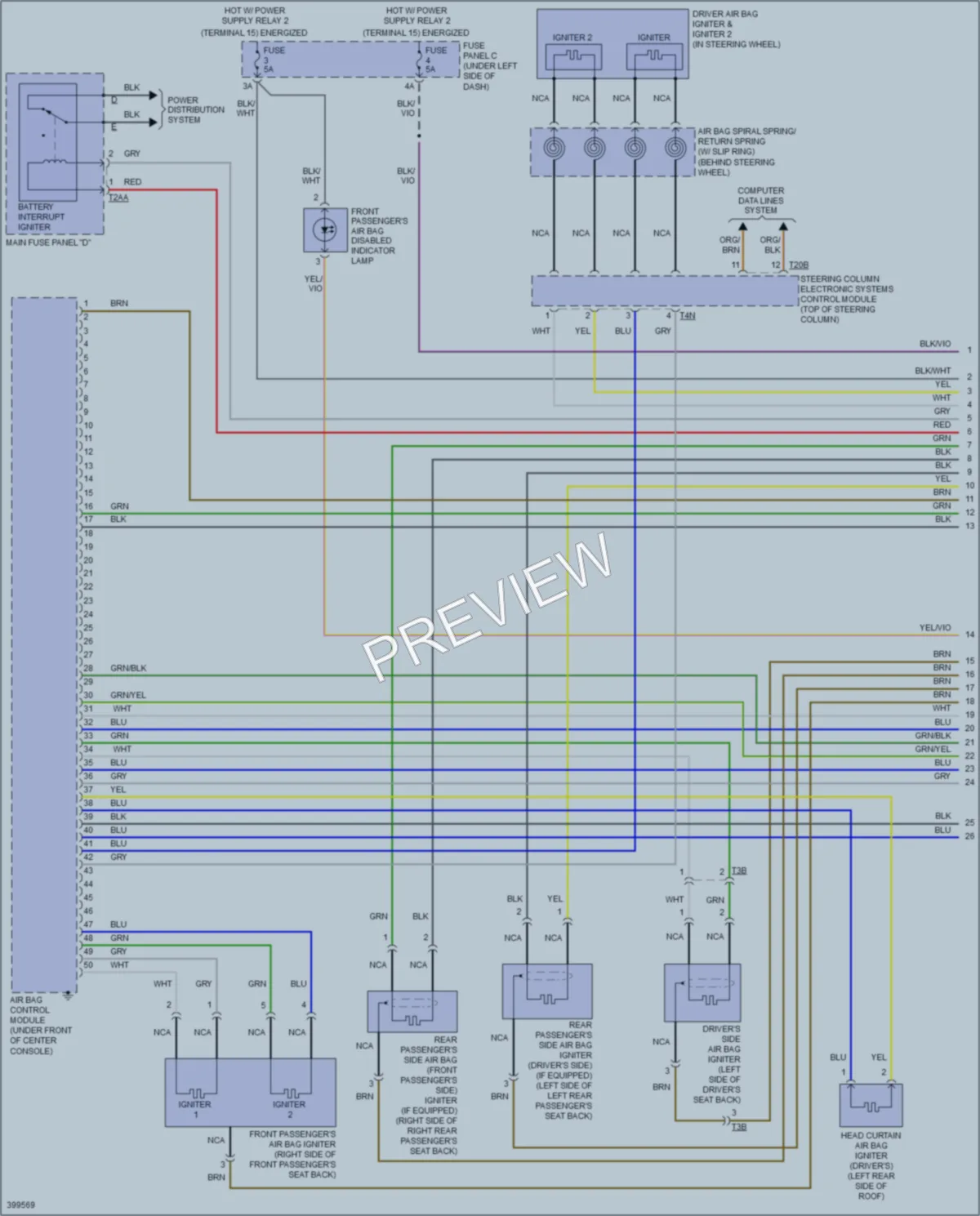 2013 Audi A3 Supplemental Restraints wiring diagram preview