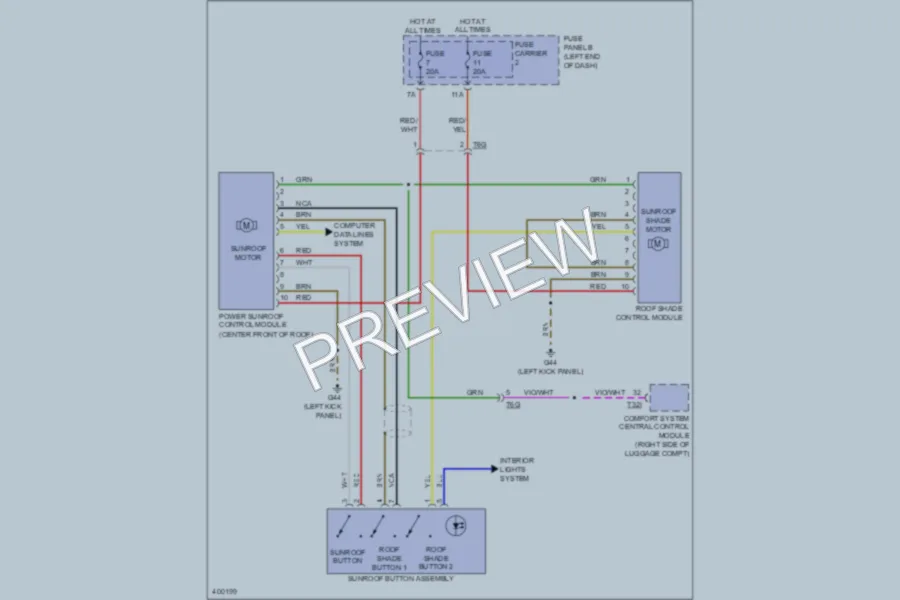 2013 Audi A7 Power Top Sunroof wiring diagram preview
