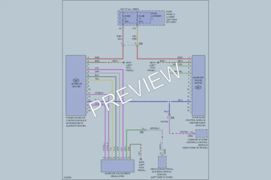 2013 Audi Q5hybrid Power Top Sunroof wiring diagram preview