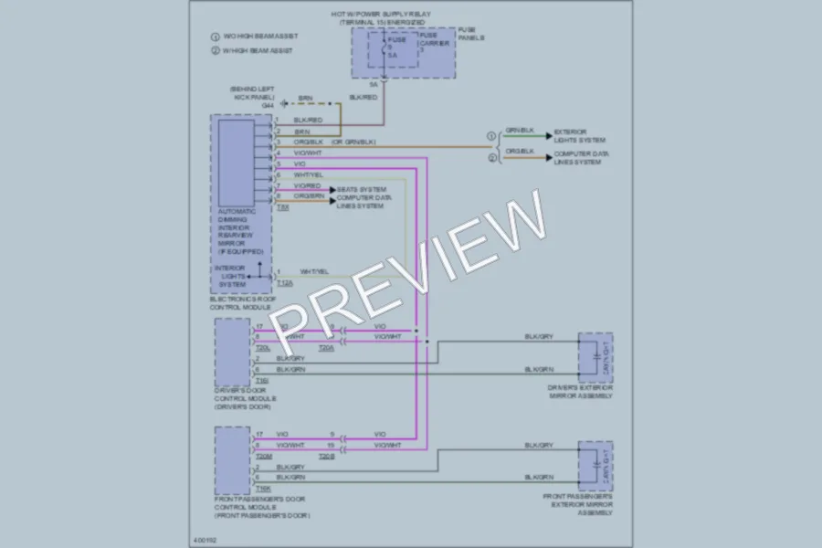2013 Audi Q7 Power Mirrors wiring diagram preview