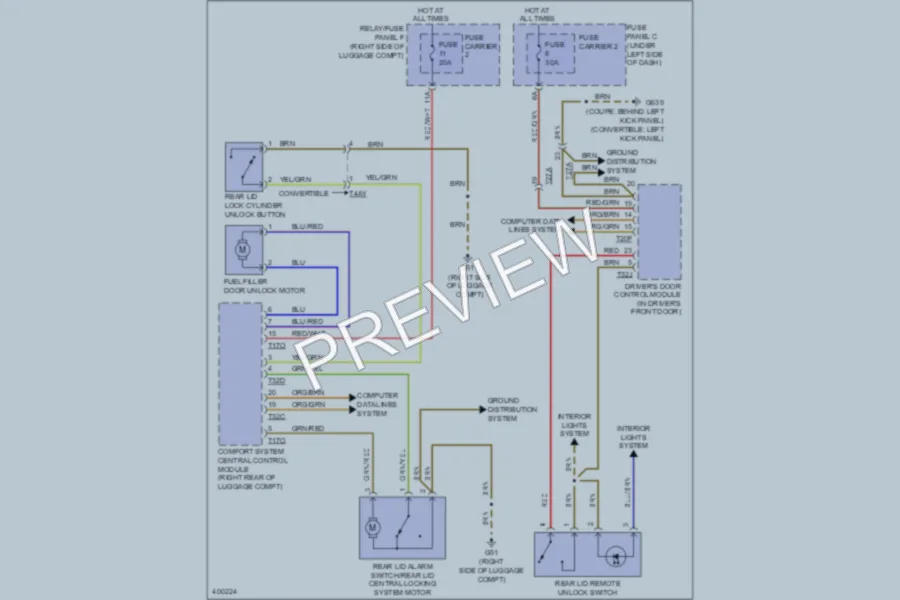 2013 Audi RS5 Trunk Tailgate Fuel Door wiring diagram preview