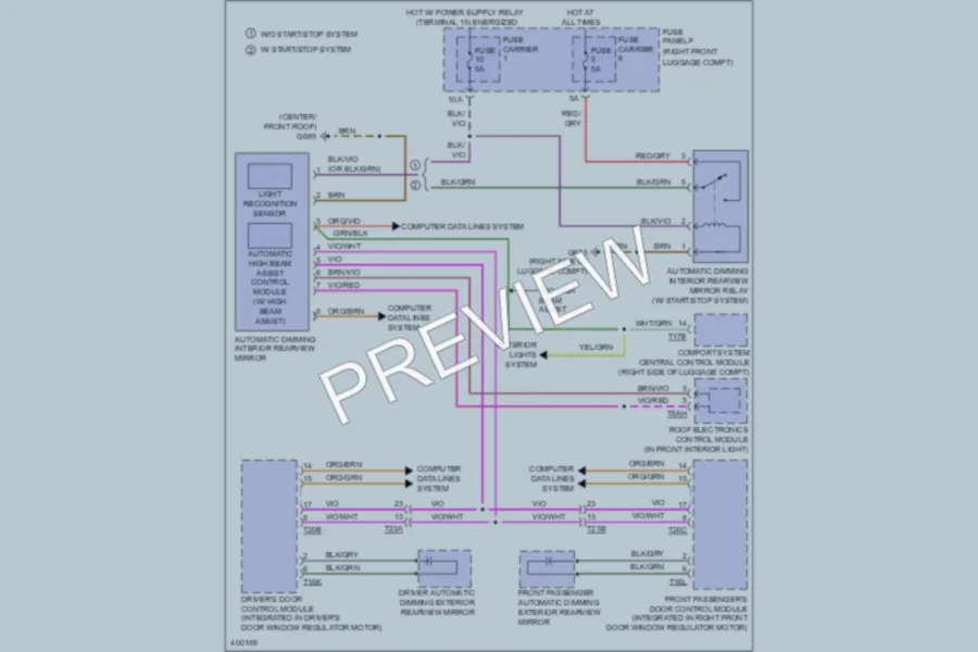 2013 Audi S8 Power Mirrors wiring diagram preview
