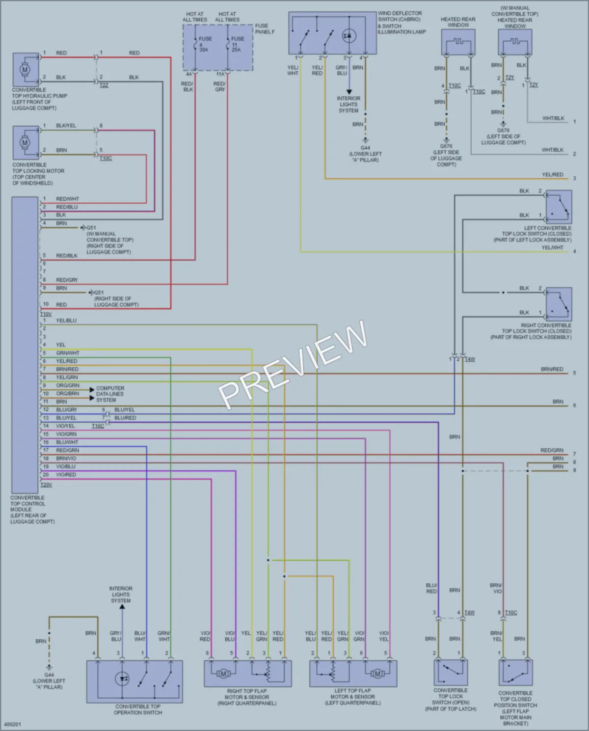 2013 Audi TTS Power Top Sunroof wiring diagram preview