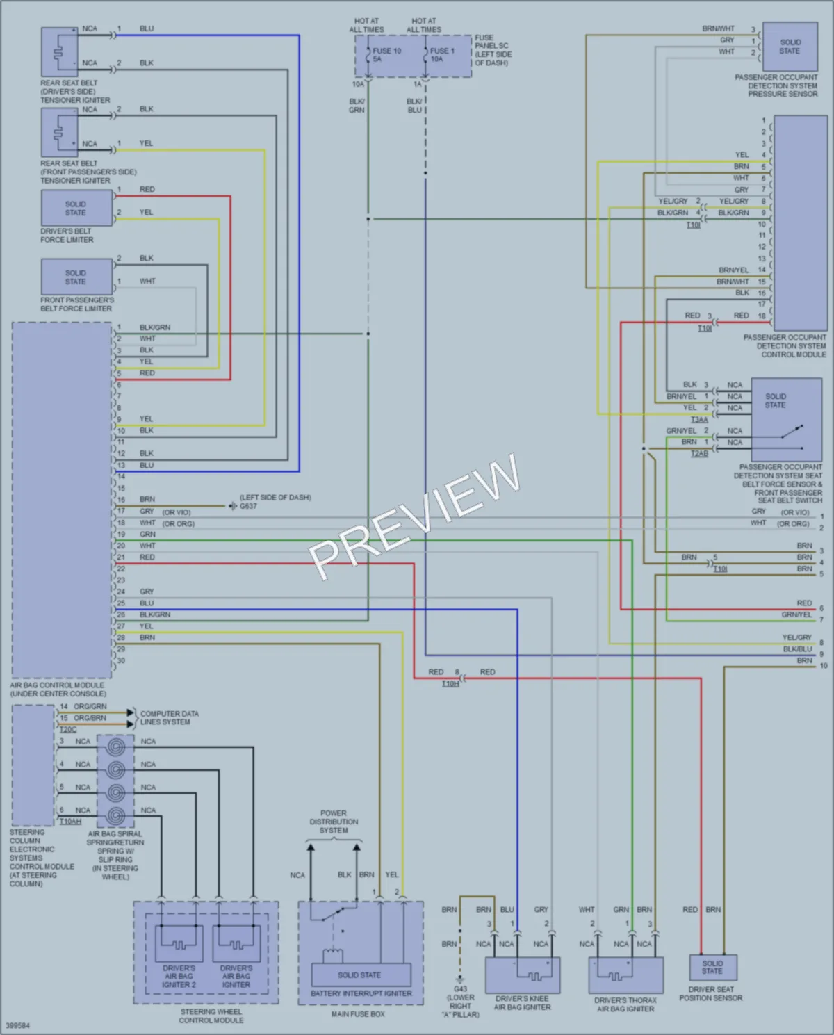 2013 Audi TTS Supplemental Restraints wiring diagram preview