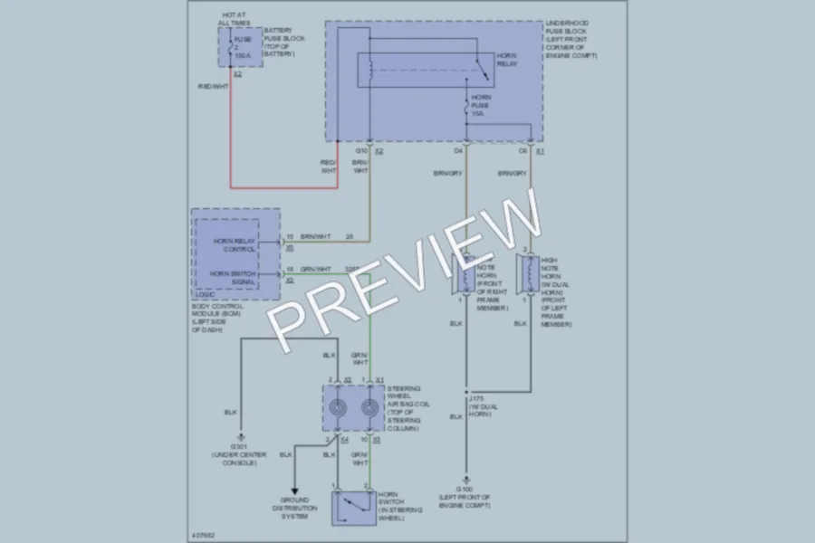 2013 Buick Encore Horn wiring diagram preview
