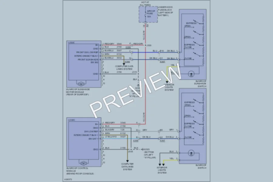 2013 Buick LaCrosse Power Top Sunroof wiring diagram preview