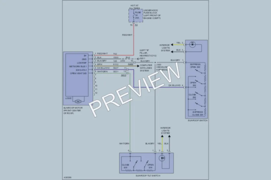 2013 Buick Regal Power Top Sunroof wiring diagram preview