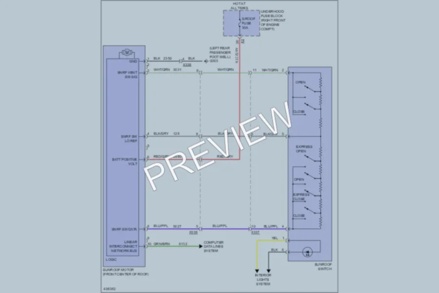 2013 Cadillac ATS Power Top Sunroof wiring diagram preview