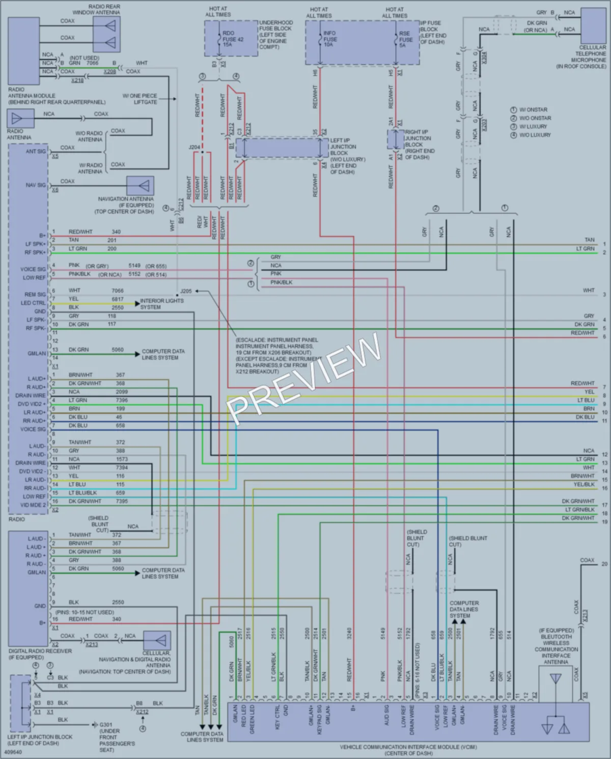 2013 Cadillac Escalade Navigation wiring diagram preview