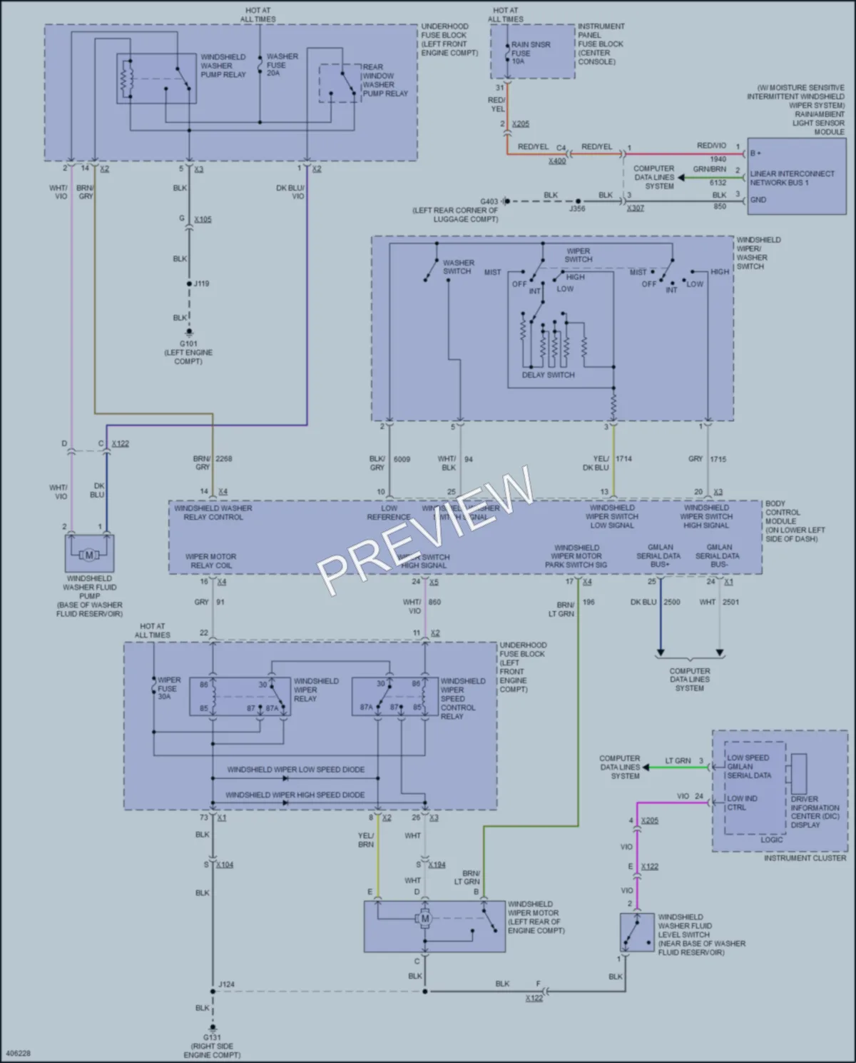 2013 Cadillac SRX Wiper Washer wiring diagram preview
