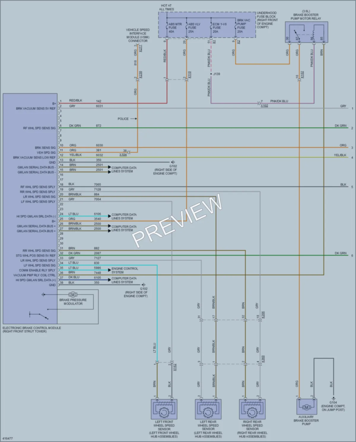 2013 Chevrolet CapricePPV Anti Lock Brakes wiring diagram preview