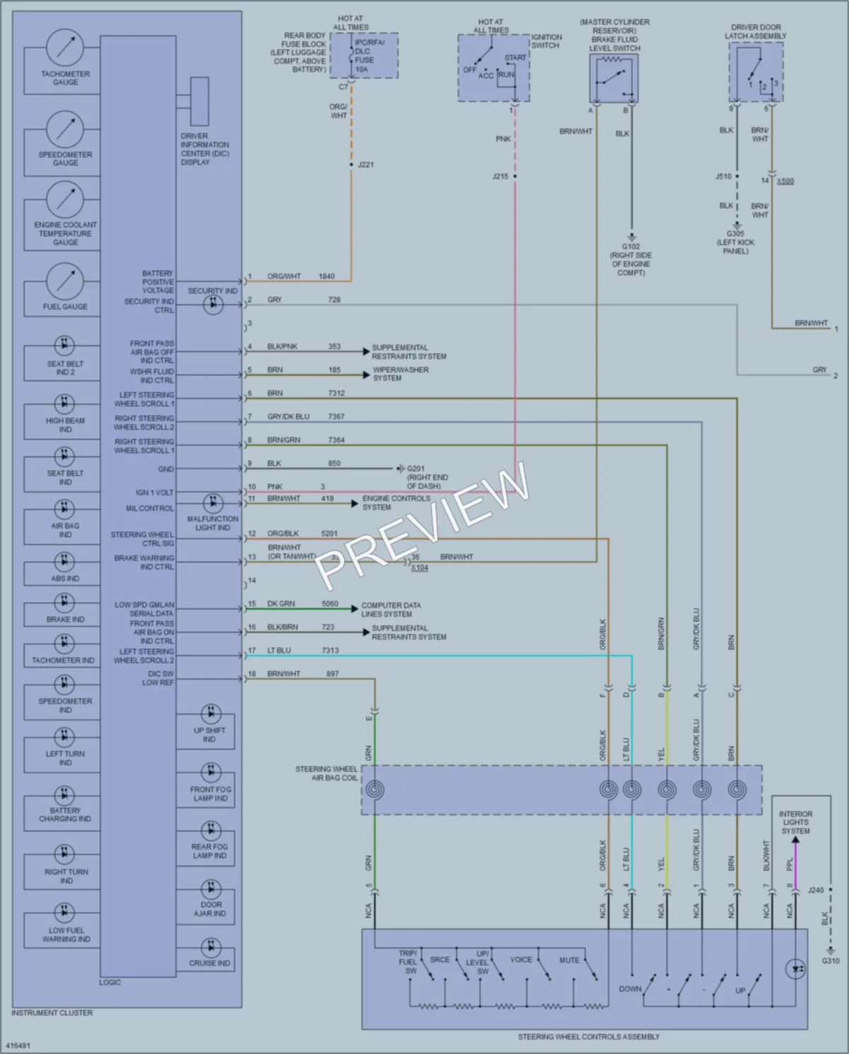 2013 Chevrolet CapricePPV Instrument Cluster wiring diagram preview