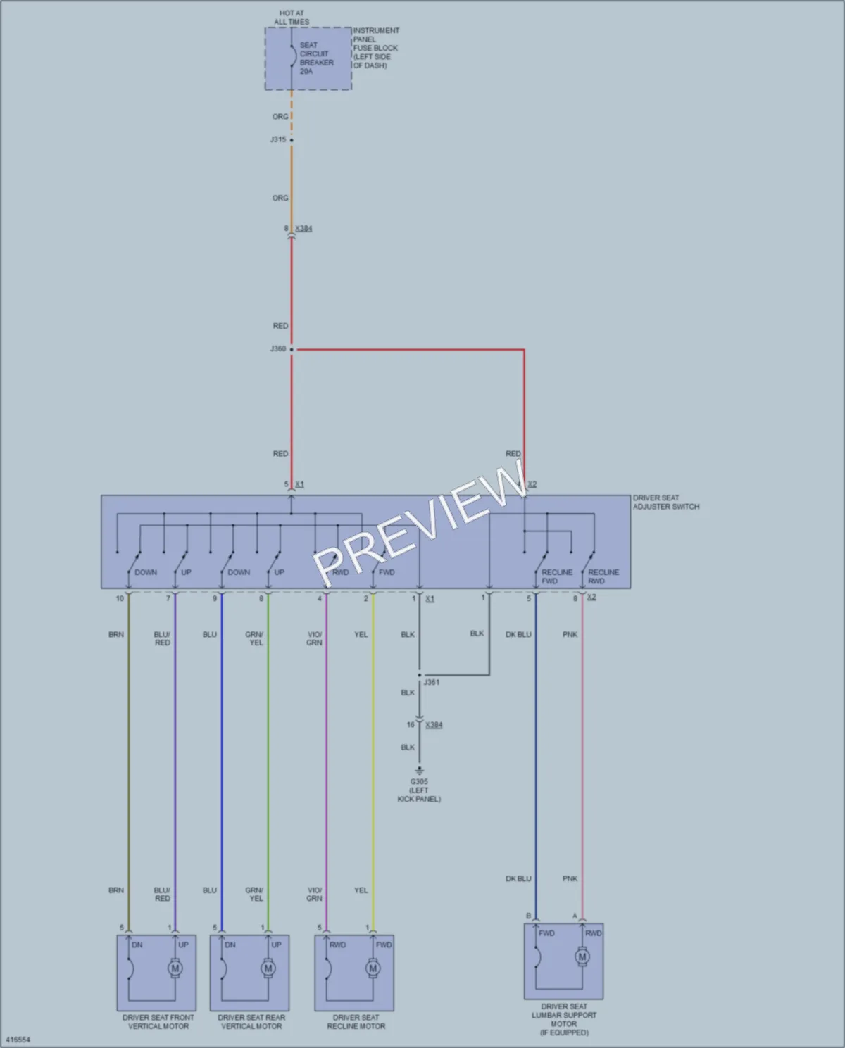 2013 Chevrolet CapricePPV Power Seats wiring diagram preview