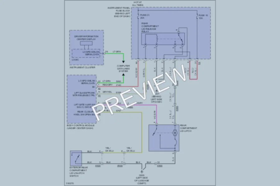 2013 Chevrolet Cruze Trunk Tailgate Fuel Door wiring diagram preview