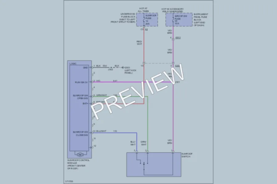 2013 Chevrolet Sonic Power Top Sunroof wiring diagram preview