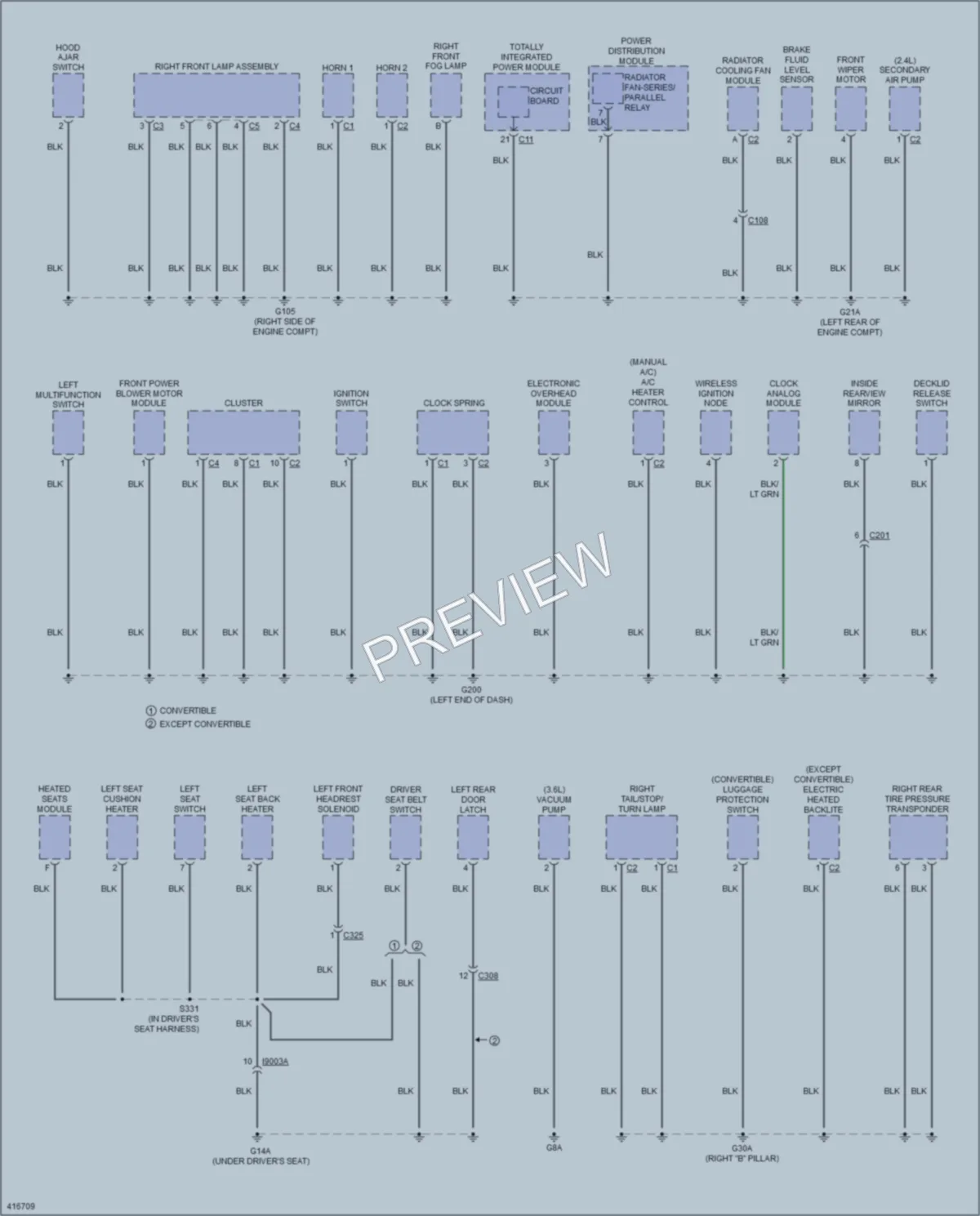 2013 Chrysler 200 Ground Distribution wiring diagram preview
