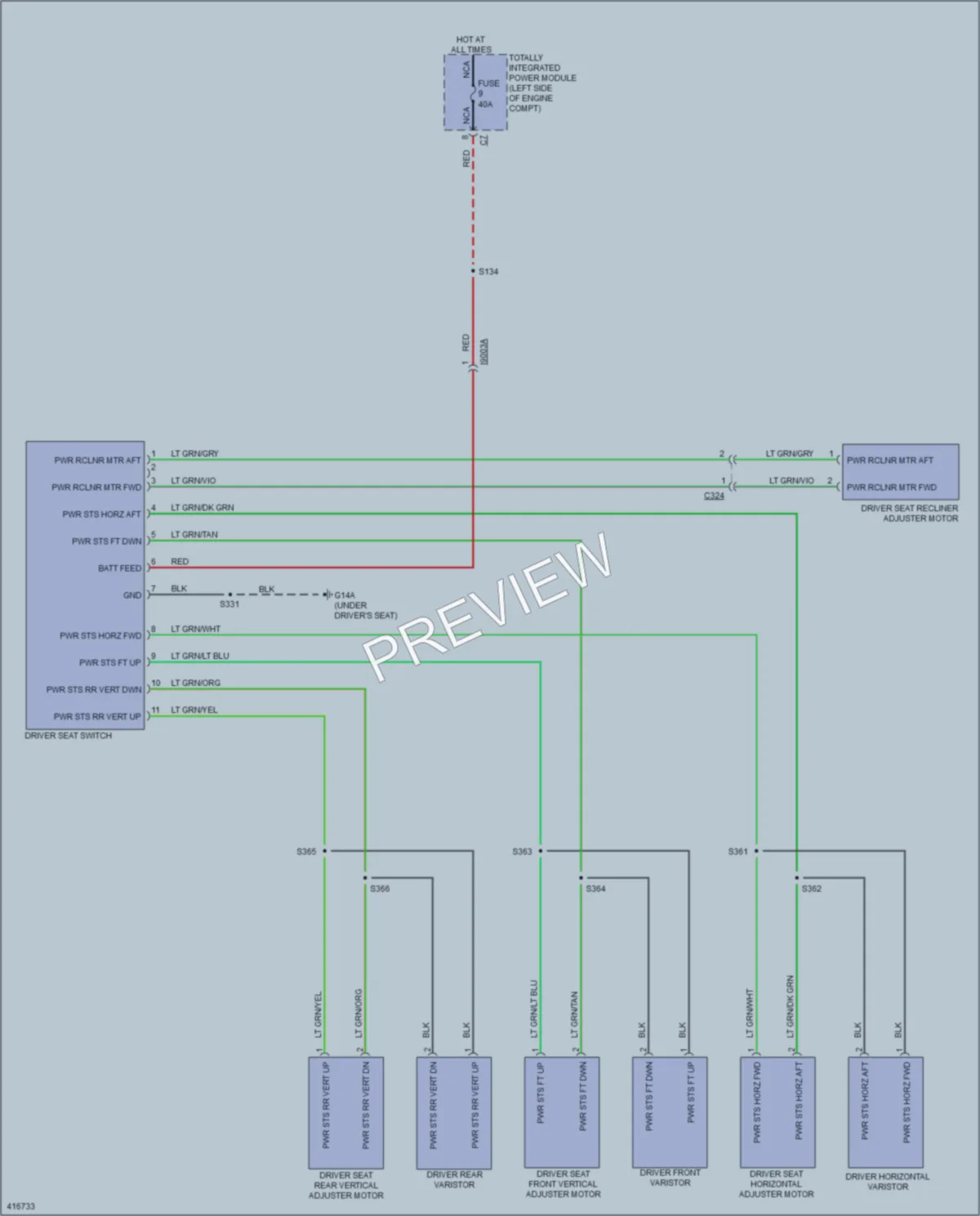 2013 Chrysler 200 Power Seats wiring diagram preview