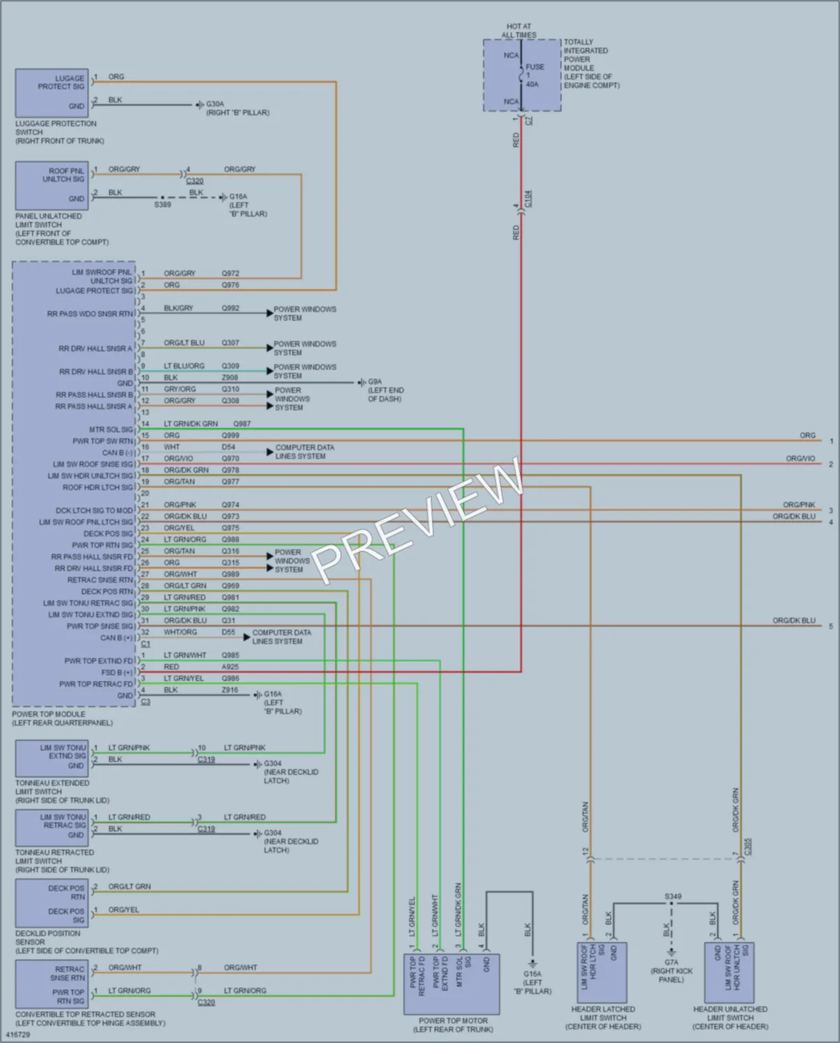 2013 Chrysler 200 Power Top Sunroof wiring diagram preview