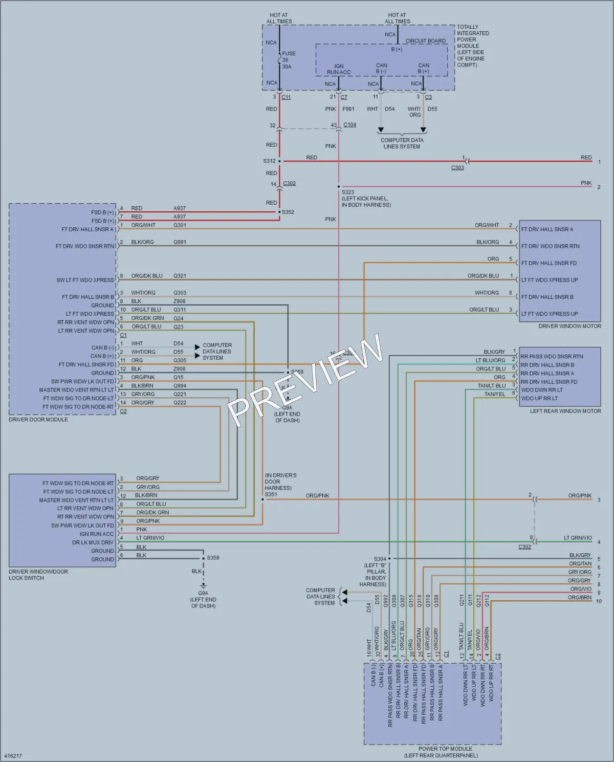 2013 Chrysler 200 Power Windows wiring diagram preview