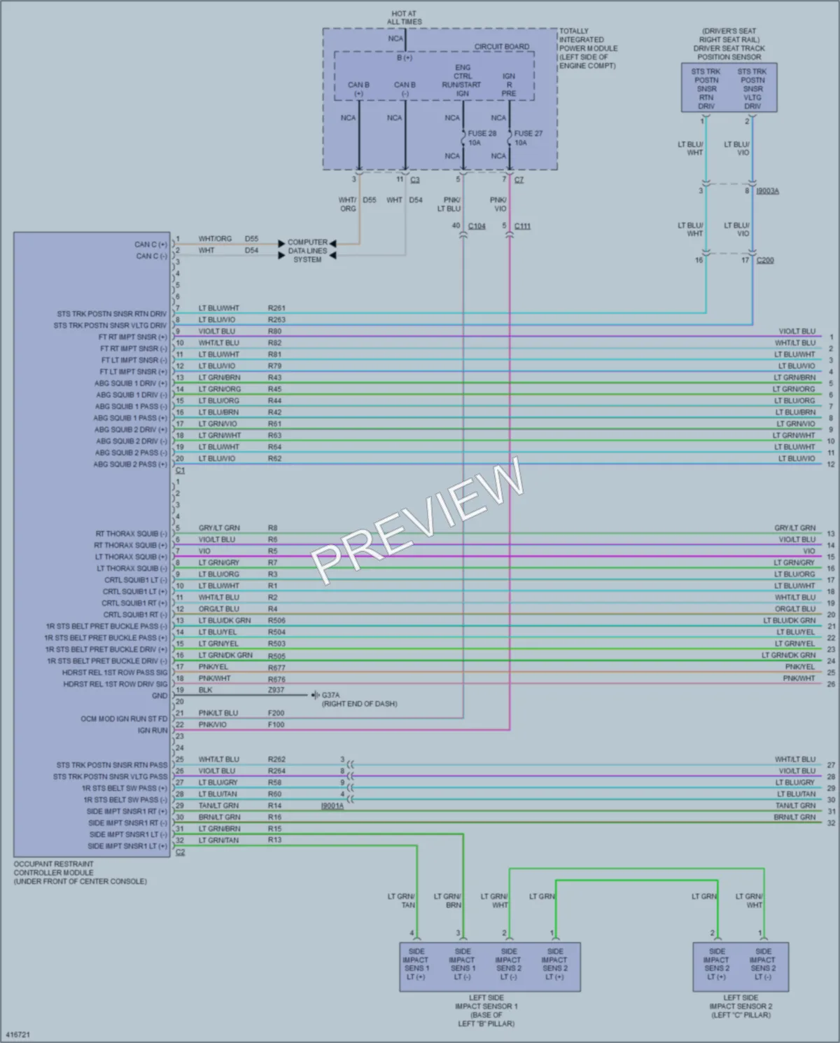 2013 Chrysler 200 Supplemental Restraints wiring diagram preview
