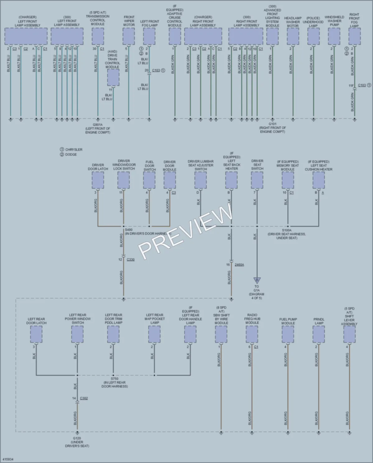2013 Chrysler 300 Ground Distribution wiring diagram preview