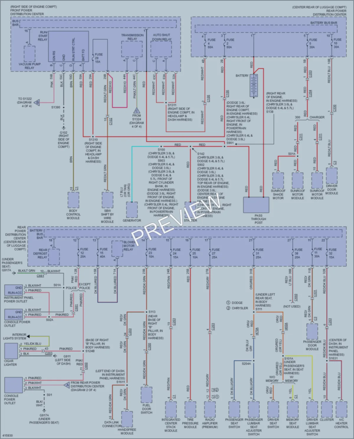2013 Chrysler 300 Power Distribution wiring diagram preview