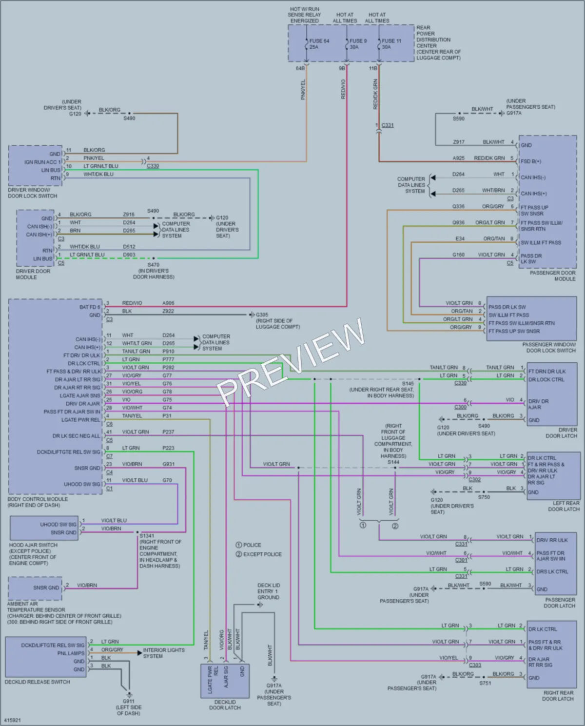 2013 Chrysler 300 Power Door Locks wiring diagram preview