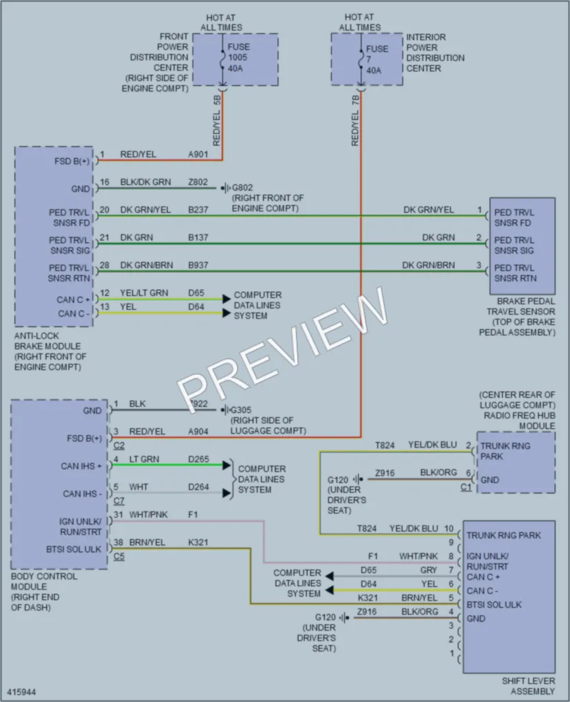 2013 Chrysler 300 Shift Interlock wiring diagram preview