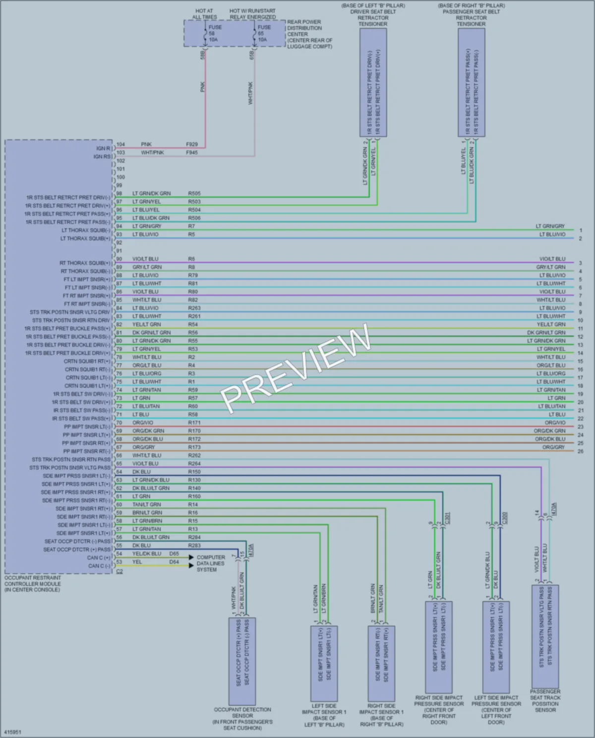 2013 Chrysler 300 Supplemental Restraints wiring diagram preview