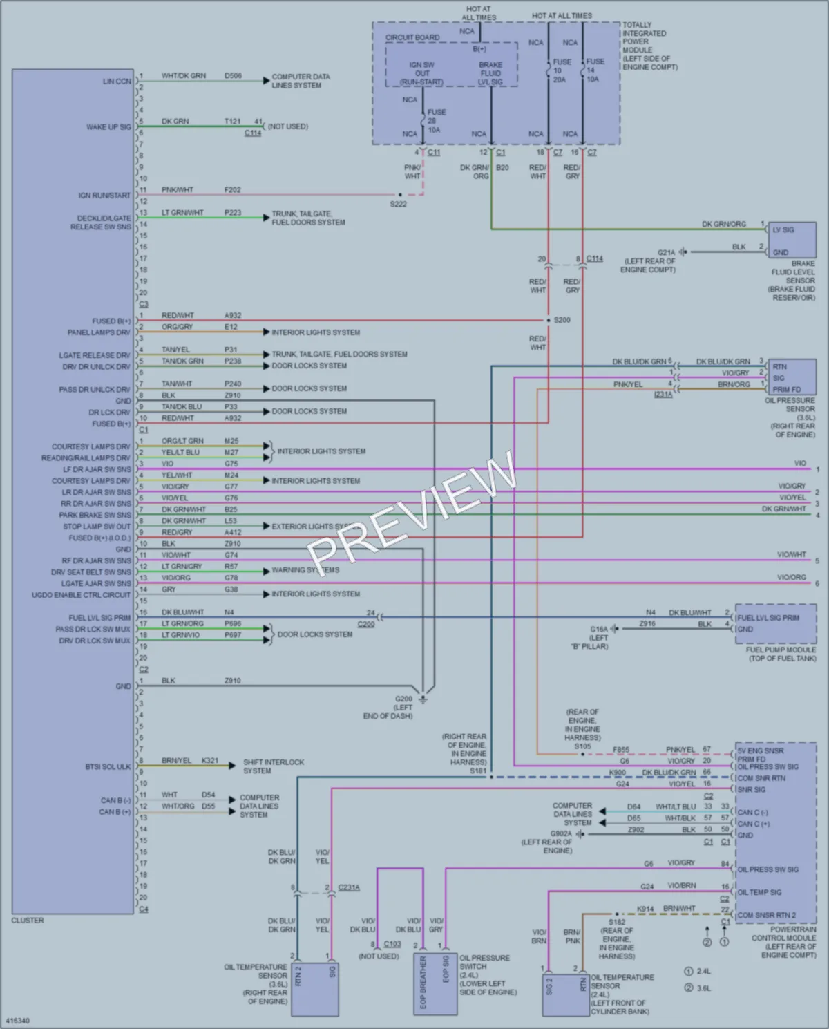 2013 Dodge Avenger Instrument Cluster wiring diagram preview