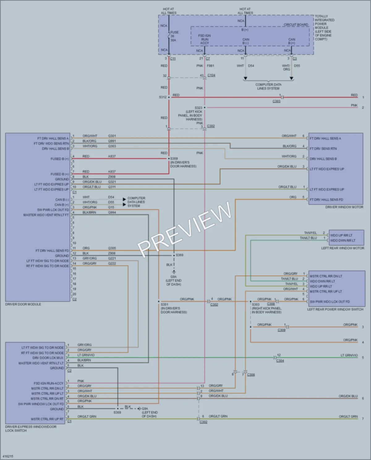 2013 Dodge Avenger Power Windows wiring diagram preview