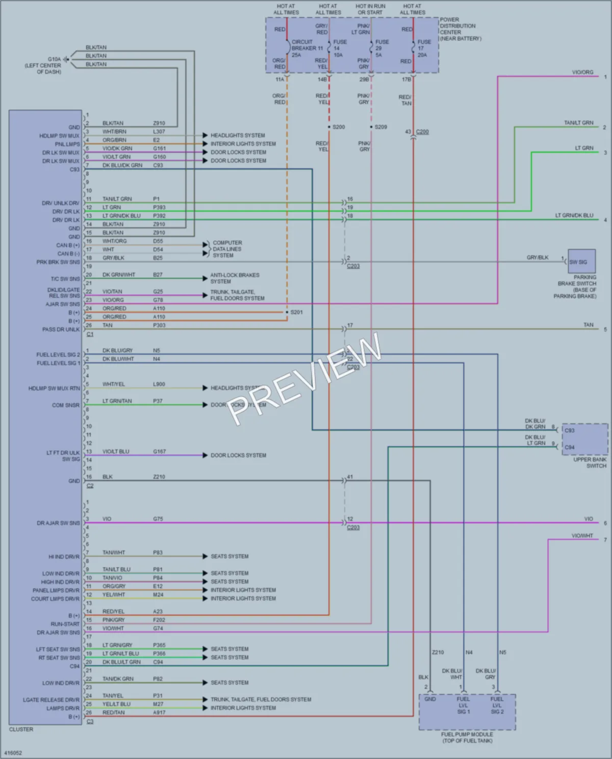 2013 Dodge Challenger Instrument Cluster wiring diagram preview