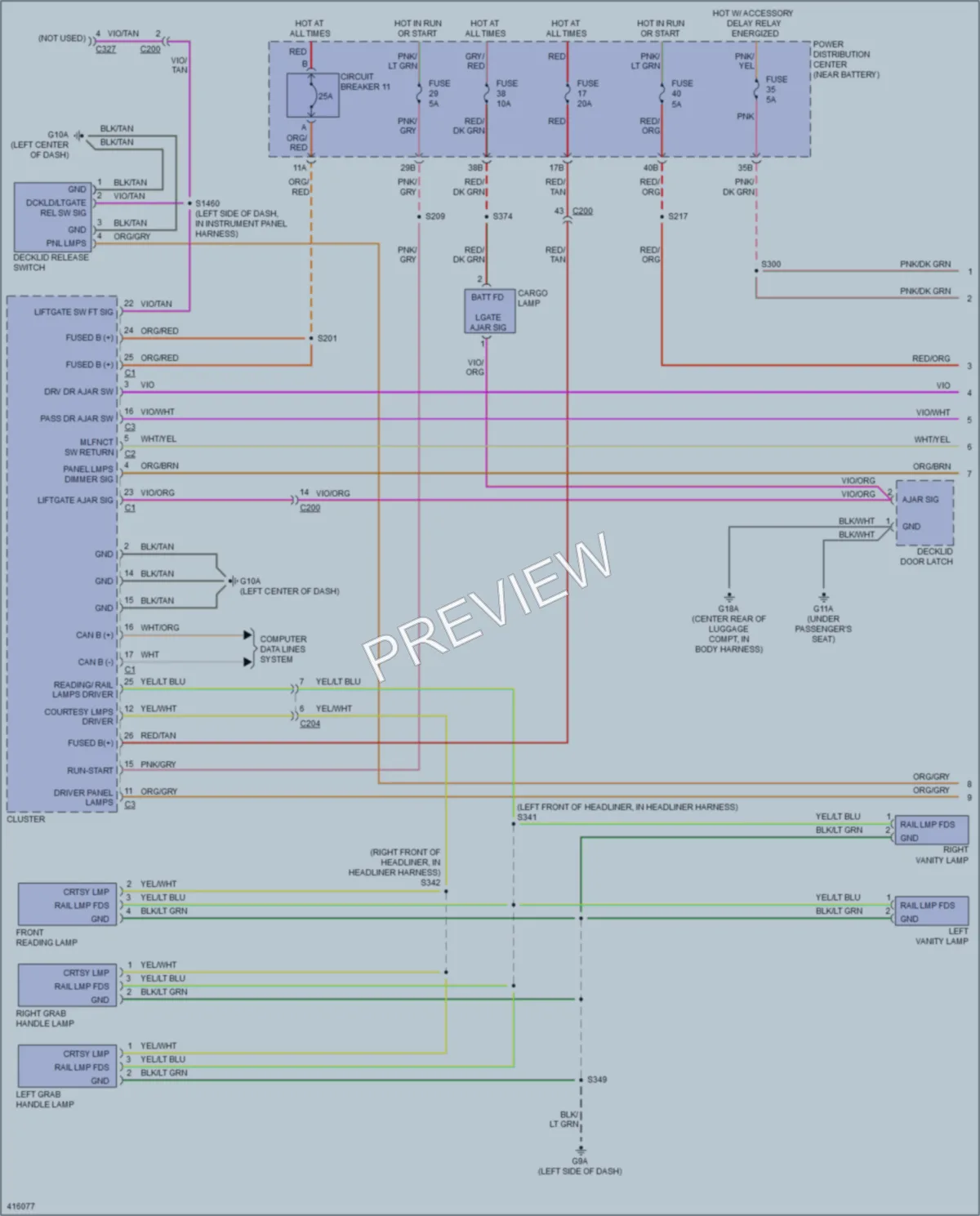 2013 Dodge Challenger Interior Lights wiring diagram preview