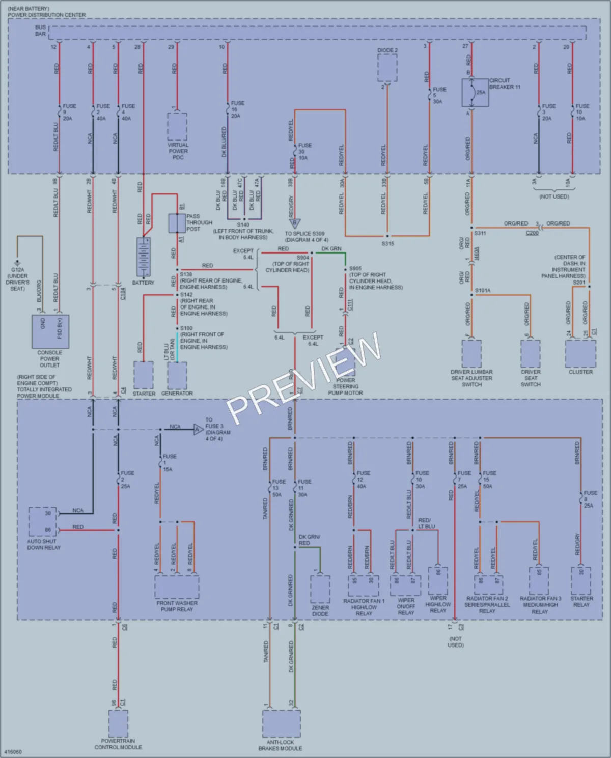 2013 Dodge Challenger Power Distribution wiring diagram preview