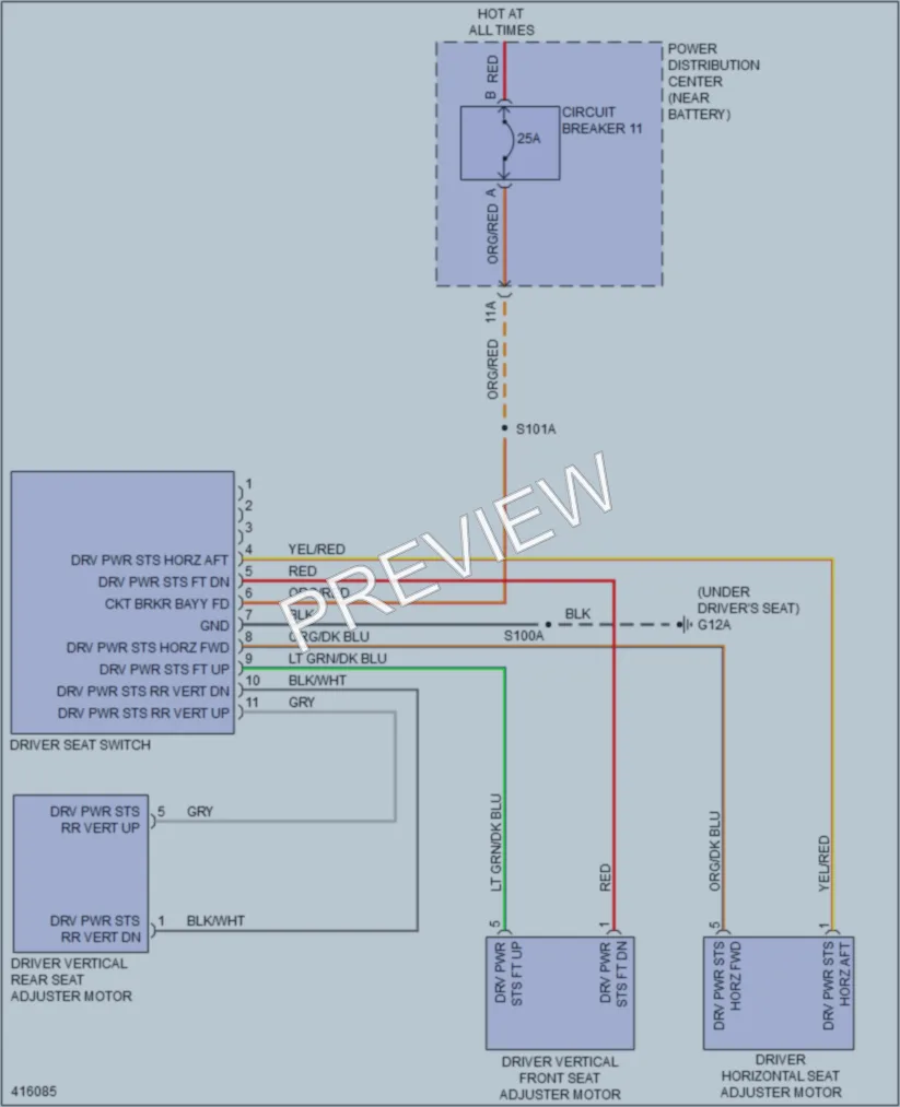 2013 Dodge Challenger Power Seats wiring diagram preview