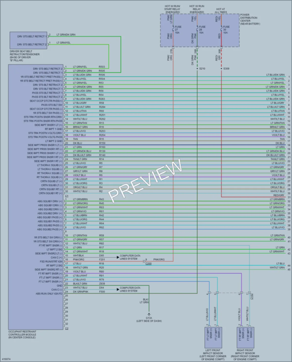 2013 Dodge Challenger Supplemental Restraints wiring diagram preview