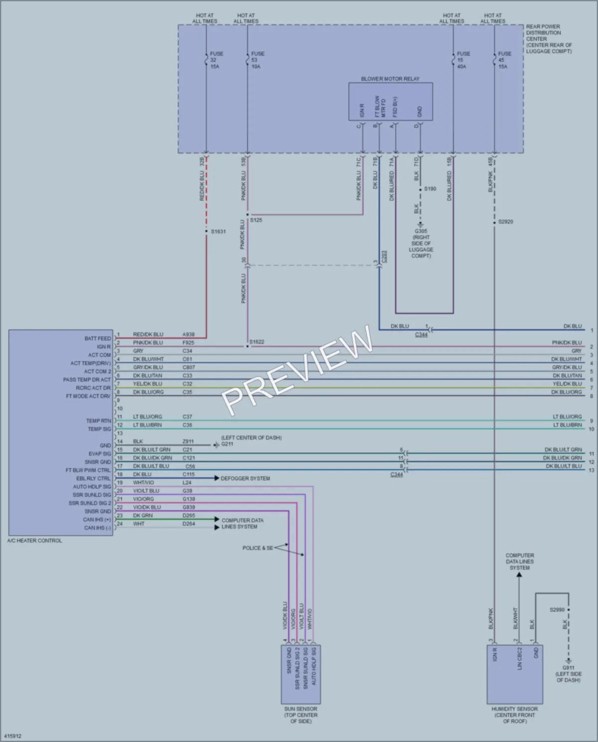 2013 Dodge Charger Air Conditioning wiring diagram preview