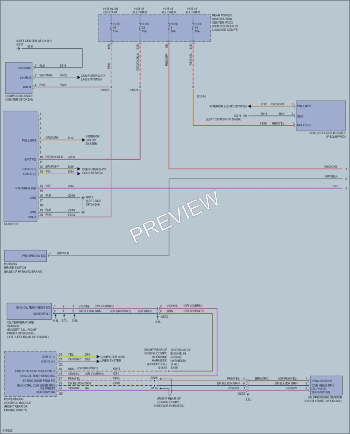 2013 Dodge Charger Instrument Cluster wiring diagram preview
