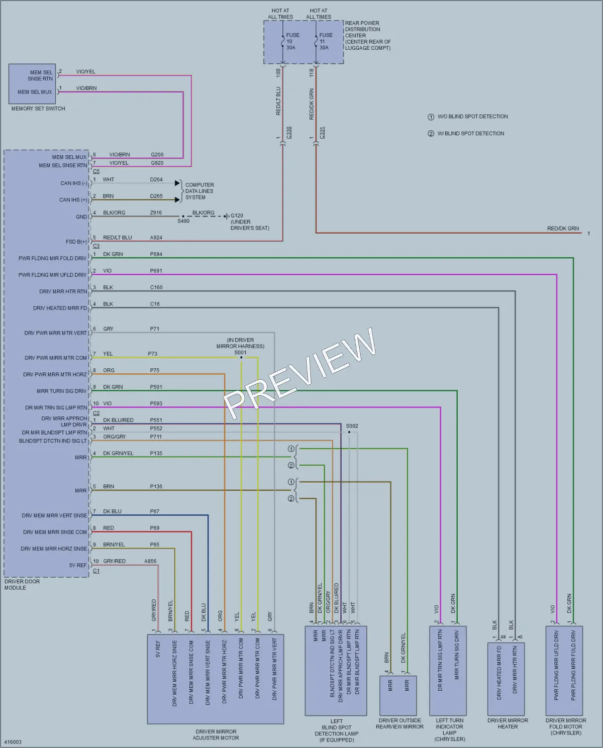 2013 Dodge Charger Memory Systems wiring diagram preview