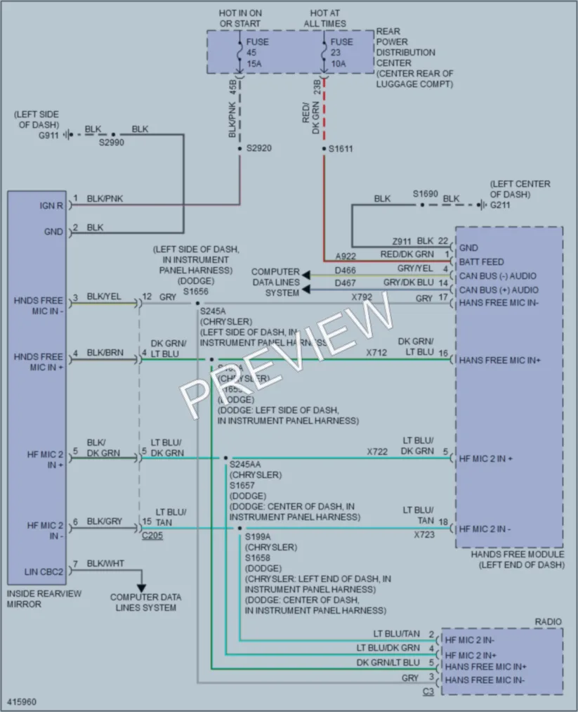 2013 Dodge Charger Power Mirrors wiring diagram preview