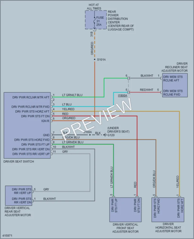 2013 Dodge Charger Power Seats wiring diagram preview
