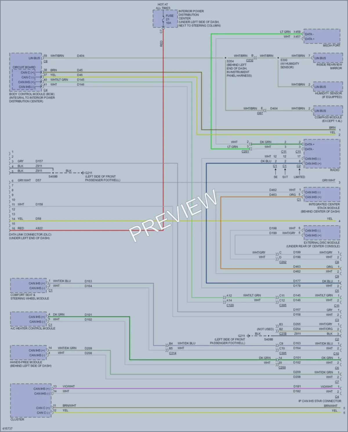 2013 Dodge Dart Computer Data Lines wiring diagram preview