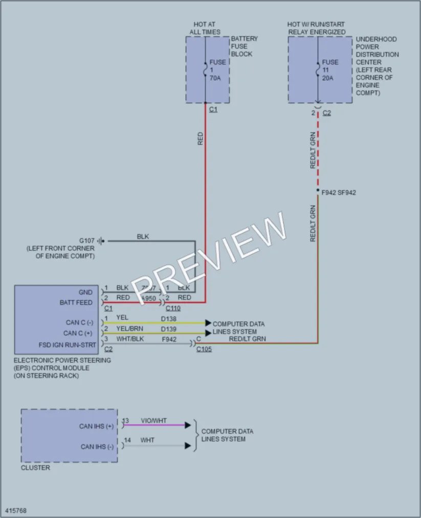 2013 Dodge Dart Electronic Power Steering wiring diagram preview