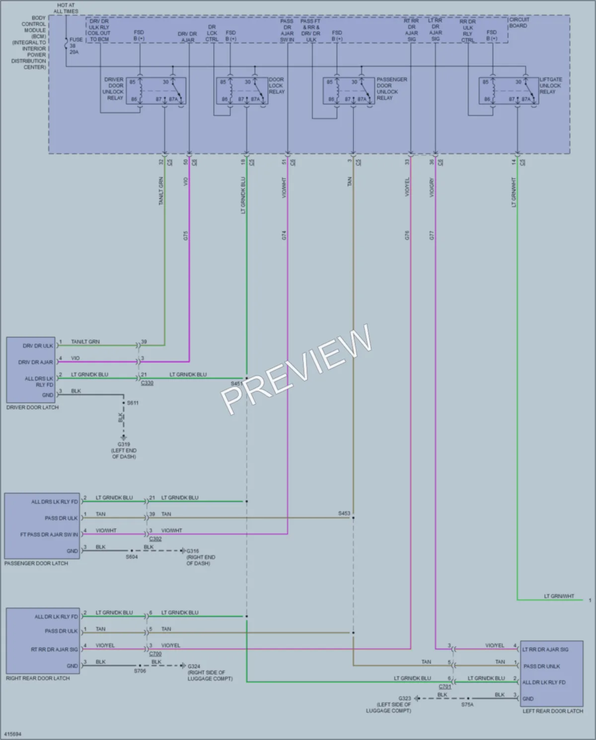 2013 Dodge Dart Power Door Locks wiring diagram preview