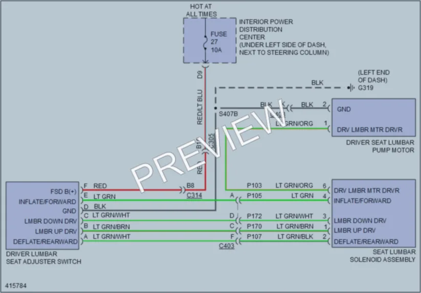 2013 Dodge Dart Power Seats wiring diagram preview