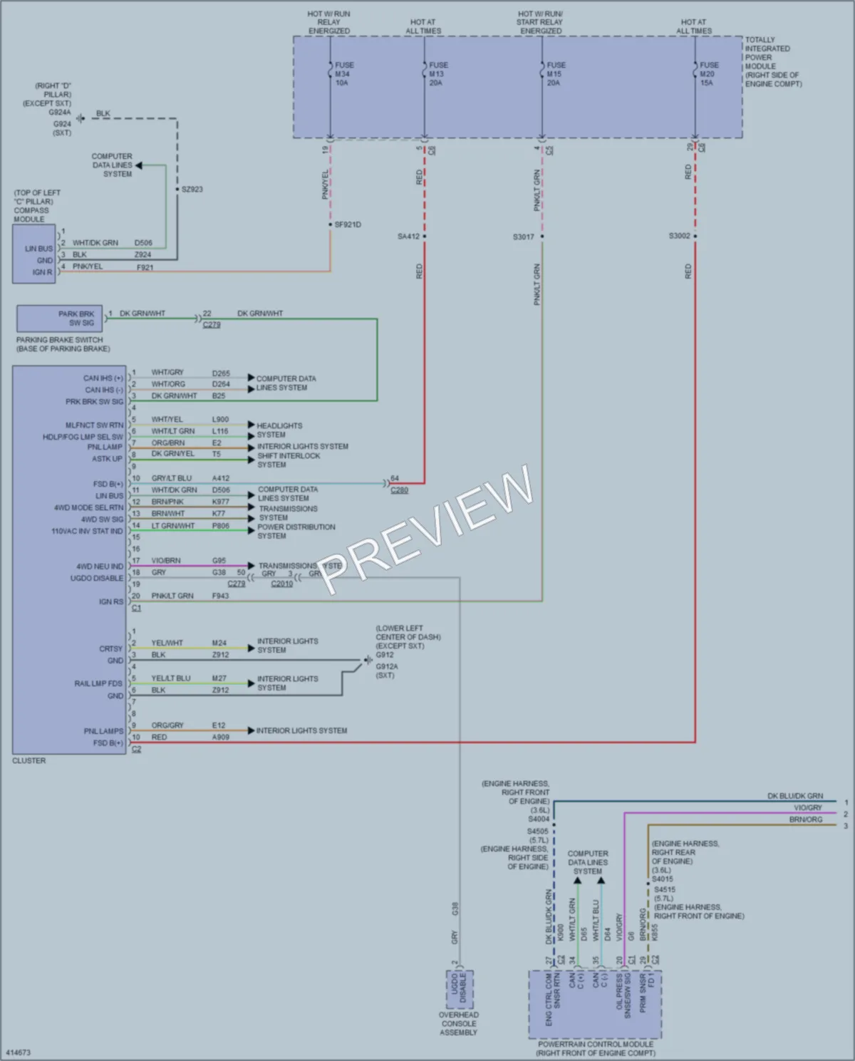 2013 Dodge Durango Instrument Cluster wiring diagram preview
