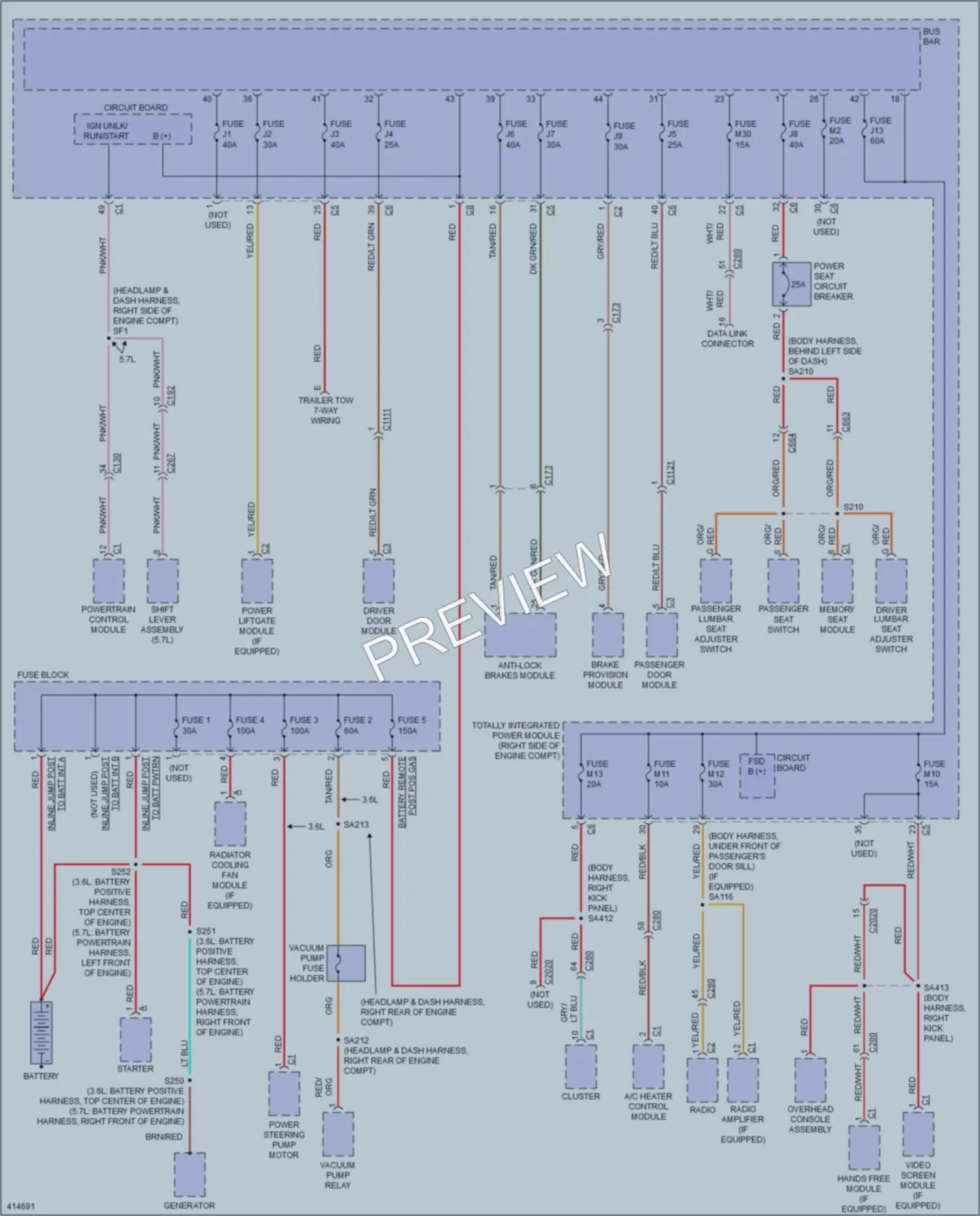 2013 Dodge Durango Power Distribution wiring diagram preview
