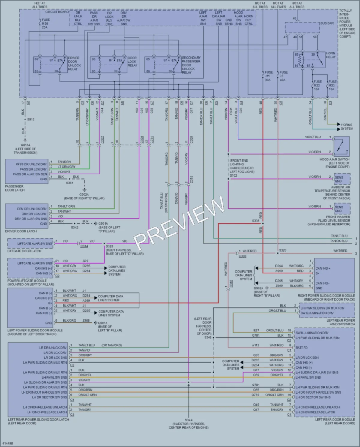 2013 Dodge GrandCaravan Power Door Locks wiring diagram preview